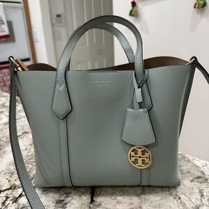 Tory Burch Light Blue/Green Perry Tote Leather